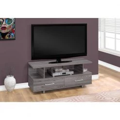 Jasmine 16 in. Gray Particle Board TV Stand with 2 Drawer Fits TVs Up to 43 in. by HomeRoots 7 Jasmine 16 in. Gray Particle Board TV Stand with 2 Drawer Fits TVs Up to 43 in. by HomeRoots -HomeRoots Sales grey homeroots tv stands 332896 40 1000