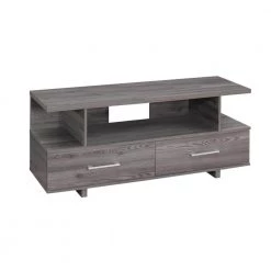 Jasmine 16 in. Gray Particle Board TV Stand with 2 Drawer Fits TVs Up to 43 in. by HomeRoots