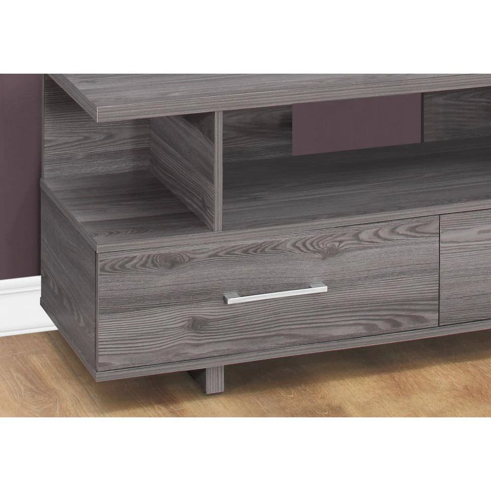 Jasmine 16 in. Gray Particle Board TV Stand with 2 Drawer Fits TVs Up to 43 in. by HomeRoots 4 Jasmine 16 in. Gray Particle Board TV Stand with 2 Drawer Fits TVs Up to 43 in. by HomeRoots - Image 4