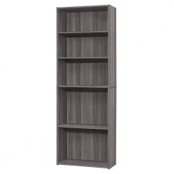 11.75" x 24.75" x 71.25" Grey 5 Shelves Bookcase by HomeRoots -HomeRoots Sales grey reclaimed wood look homeroots bookcases bookshelves 355726 44 1000
