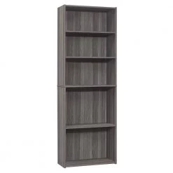 11.75" x 24.75" x 71.25" Grey 5 Shelves Bookcase by HomeRoots