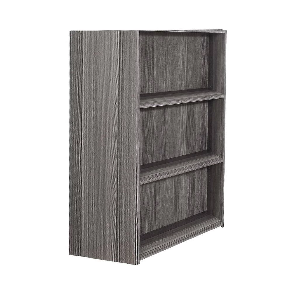 Jasmine 35.5 in.Grey Reclaimed Wood-Look Particle Board 3-Shelf Bookcase by HomeRoots 5 Jasmine 35.5 in.Grey Reclaimed Wood-Look Particle Board 3-Shelf Bookcase by HomeRoots - Image 5