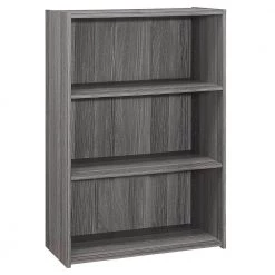Jasmine 35.5 in.Grey Reclaimed Wood-Look Particle Board 3-Shelf Bookcase by HomeRoots
