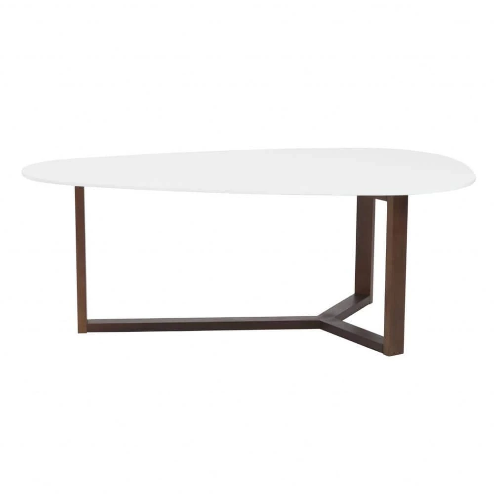 Amelia 48 in. White/Brown Large Specialty MDF Coffee Table by HomeRoots 1 Amelia 48 in. White/Brown Large Specialty MDF Coffee Table by HomeRoots