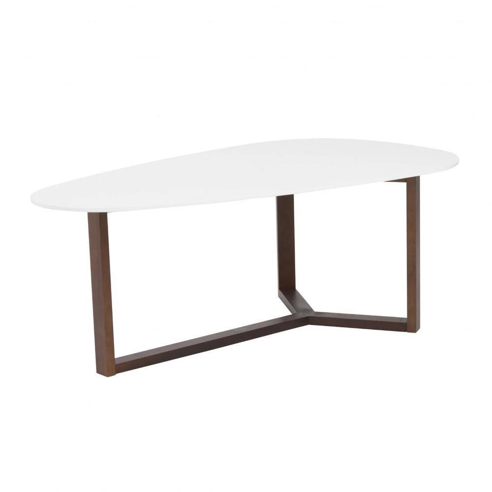 Amelia 48 in. White/Brown Large Specialty MDF Coffee Table by HomeRoots 3 Amelia 48 in. White/Brown Large Specialty MDF Coffee Table by HomeRoots - Image 3