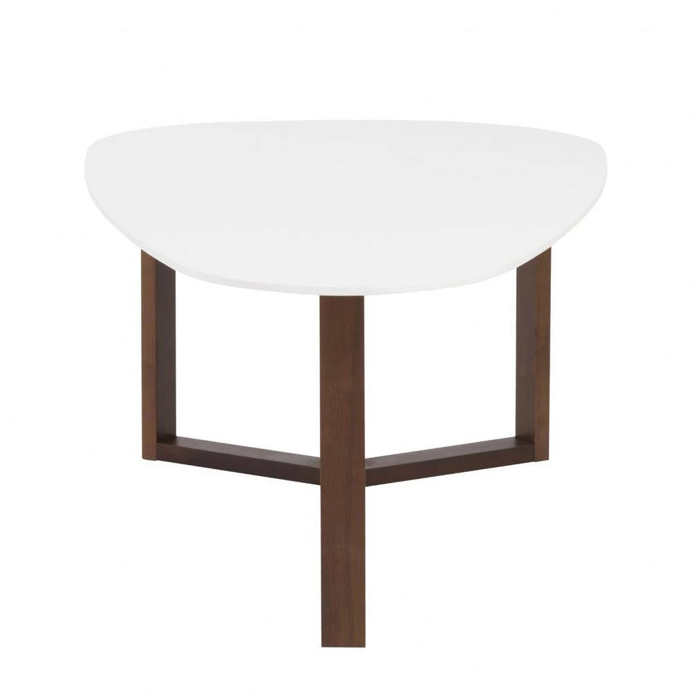 Amelia 48 in. White/Brown Large Specialty MDF Coffee Table by HomeRoots 2 Amelia 48 in. White/Brown Large Specialty MDF Coffee Table by HomeRoots - Image 2