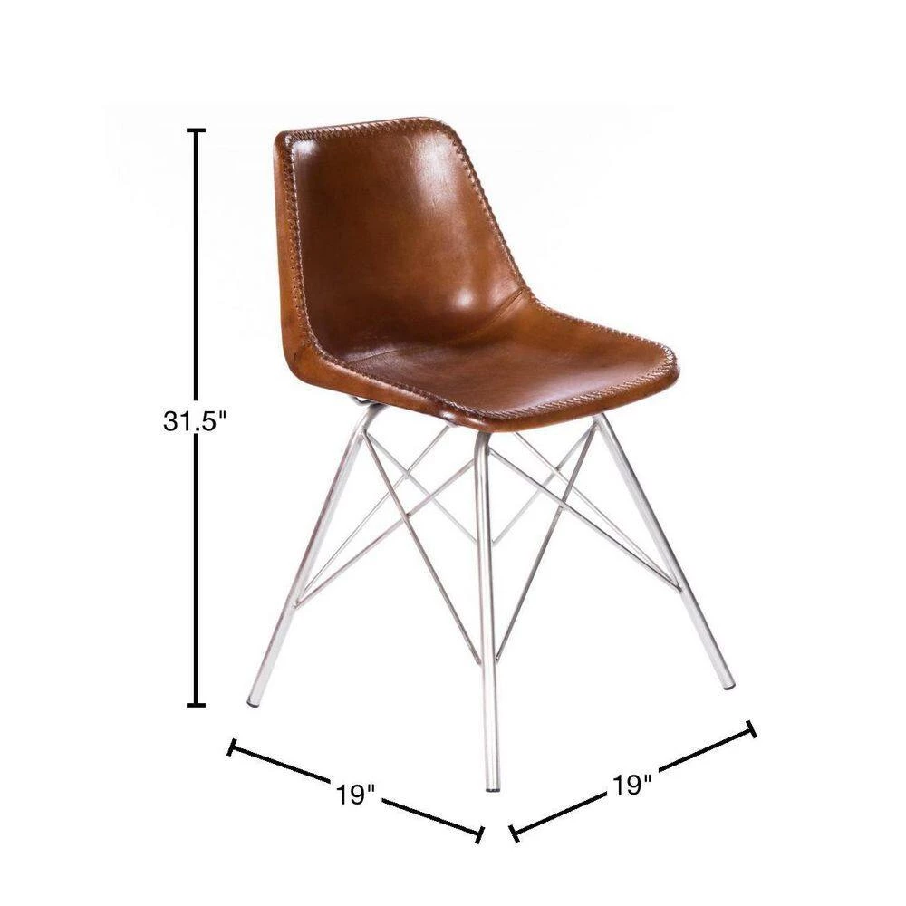 Bernadette Medium Brown Metal Side Chair by HomeRoots 3 Bernadette Medium Brown Metal Side Chair by HomeRoots - Image 3