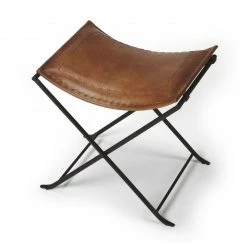 Bernadette 18 in. Medium Brown Backless Metal Short (16-23 in.) Bar Stool by HomeRoots