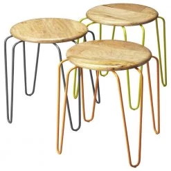 Amelia 19 in. H Multi-Colored Backless Metal/Wood Bar Height (28-33 in.) Bar Stool by HomeRoots