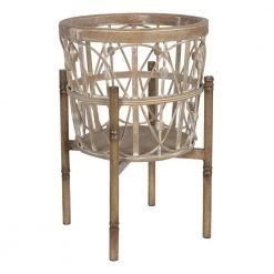 Victoria 13.65 in Multicolored Metal/Wood End Side Table by HomeRoots