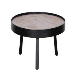 Shelly 21 in. Round Modern Industrial Multi Grain Coffee Table by HomeRoots