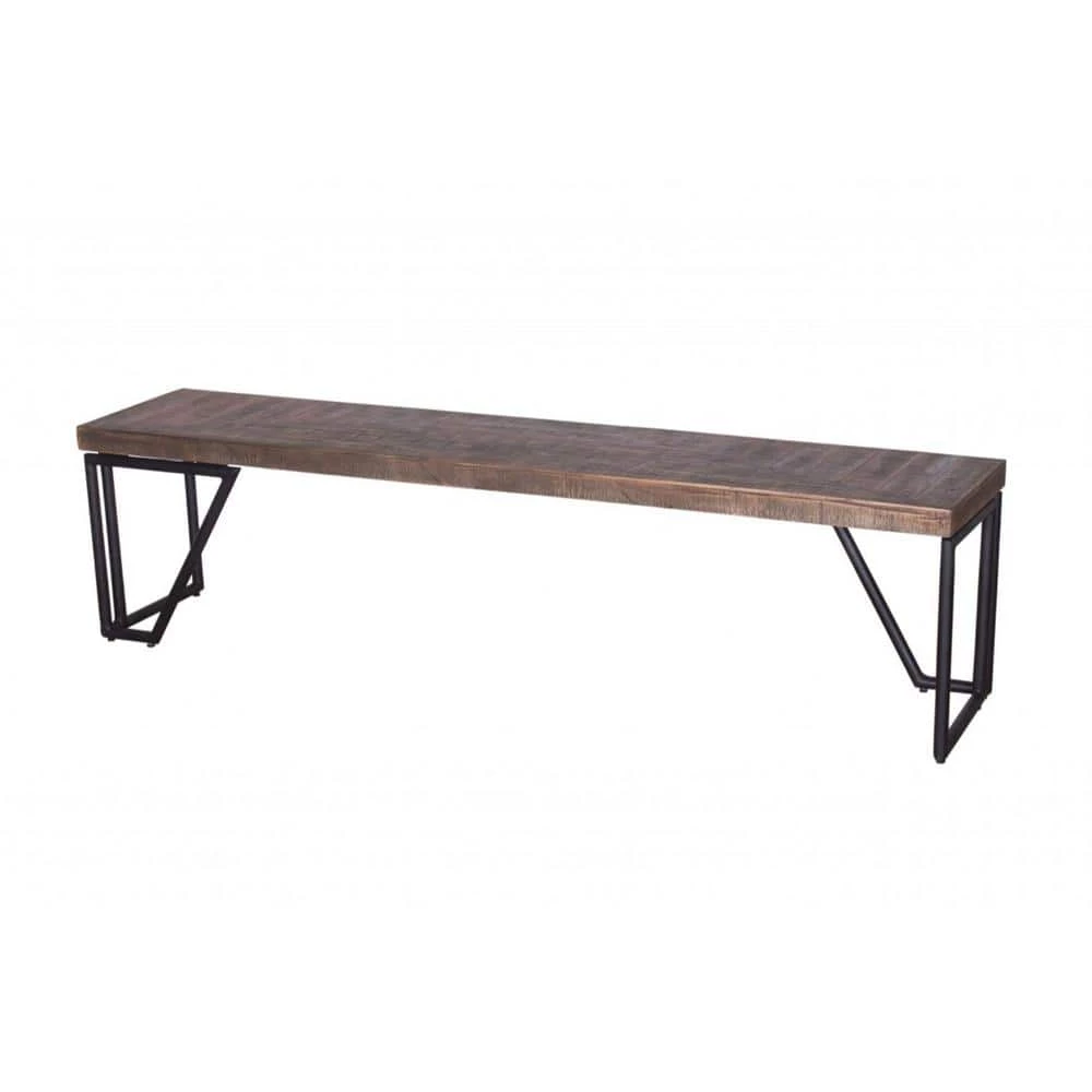 Shelly 72 in. x 15 in, Natural/Black Wood Bench without Storage by HomeRoots 1 Shelly 72 in. x 15 in, Natural/Black Wood Bench without Storage by HomeRoots