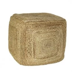 Jordan 18 in. D x 18 in. H x 18 W Natural Hemp Square Cotton Pouf by HomeRoots