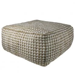 Jordan 30 in. D x 14 in. H x 30 W Natural Hemp Dotted Rectangle Cotton Pouf by HomeRoots