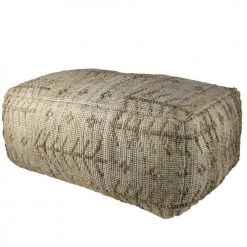 Jordan 34 in. D x 18 in. H x 21 W Natural Hemp Textured Rectangle Cotton Pouf by HomeRoots