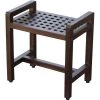 Caroline Brown 20 in. x 13 in. x 20 in. Teak Lattice Pattern Shower or Outdoor Bench by HomeRoots