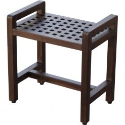 Caroline Brown 20 in. x 13 in. x 20 in. Teak Lattice Pattern Shower or Outdoor Bench by HomeRoots