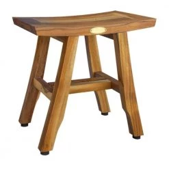 Caroline Natural Compact Curvilinear Teak Shower or Outdoor Bench (15 in. x 15 in. x 14 in.) by HomeRoots -HomeRoots Sales natural wood finish homeroots dining benches 2000376701 31 1000