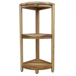 Caroline Natural Compact Teak 3-Tier Corner Shower Outdoor Bench 33 in. x 14 in. x 12 in. by HomeRoots -HomeRoots Sales natural wood finish homeroots dining benches 2000376737 31 1000