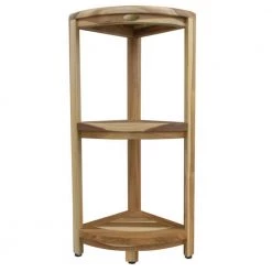 Caroline Natural Compact Teak 3-Tier Corner Shower Outdoor Bench 33 in. x 14 in. x 12 in. by HomeRoots