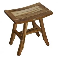 Caroline Natural 18 in. x 12 in. x 18 in. Compact Teak Shower or Outdoor Bench by HomeRoots