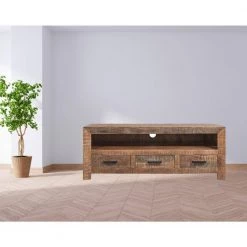 Amelia 57.1 in. Natural Wood TV Stand Fits TVs Up To 50 in. by HomeRoots -HomeRoots Sales natural wood homeroots tv stands 379810 31 1000