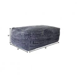 Jordan 24 in. D x 14 in. H x 36 W Navy Blue Patterned Rectangle Cotton Pouf by HomeRoots -HomeRoots Sales navy blue homeroots ottomans 2000393471 31 1000