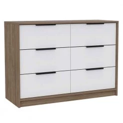 Jordan 6-Drawer Pine White Chest of Drawers 30.5 in. H x 42.1 in. W x 16.2 in. D by HomeRoots
