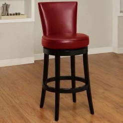 Valerie 40 in. H Red Backless Wood Extra Tall (34-40 in.) Bar Stool with Faux Leather Seat by HomeRoots -HomeRoots Sales red homeroots bar stools 2000477259 31 1000