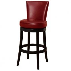 Valerie 40 in. H Red Backless Wood Extra Tall (34-40 in.) Bar Stool with Faux Leather Seat by HomeRoots -HomeRoots Sales red homeroots bar stools 2000477259 c3 1000