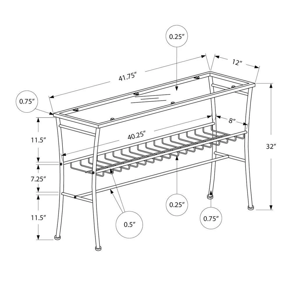Jasmine 42 in. Silver/Clear Standard Rectangle Glass Console Table with Shelves by HomeRoots 2 Jasmine 42 in. Silver/Clear Standard Rectangle Glass Console Table with Shelves by HomeRoots - Image 2