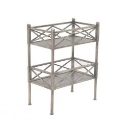 Mariana Silver Bar Cart With Shelves by HomeRoots 5 Mariana Silver Bar Cart With Shelves by HomeRoots -HomeRoots Sales silver homeroots bar carts 370377 c3 1000