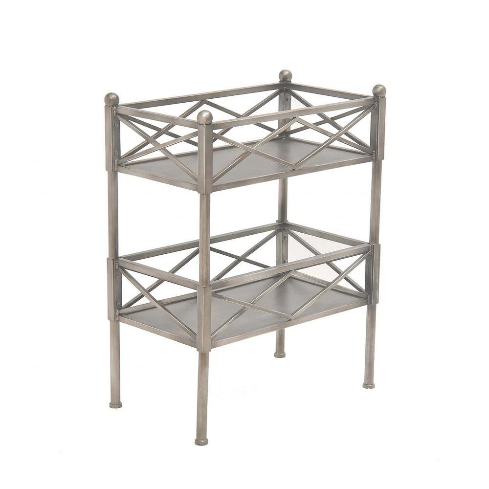 Mariana Silver Bar Cart With Shelves by HomeRoots 3 Mariana Silver Bar Cart With Shelves by HomeRoots - Image 3