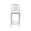 Amelia 37.21in. Silver High Back Metal Extra Tall (34-40 in.) Bar Stool with Metal Seat Set of 1 by HomeRoots