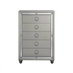 Amelia Silver Finish 5-Drawer Chest of Drawers ( 17 in W. x 48 in. H) by HomeRoots