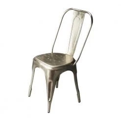 Amelia Silver Metal Dining Side Chair by HomeRoots