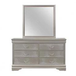 Charlie 6-Drawers Silver Dresser (33.5 in. H x 16 in. W x 58 in. D) by HomeRoots