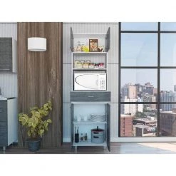 Amelia Smokey Oak -White Kitchen Cart with Storage by HomeRoots -HomeRoots Sales smokey oak white homeroots kitchen carts 2000403763 31 1000