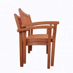 Amelia Tan Wood Arm Chair Set of 2 by HomeRoots