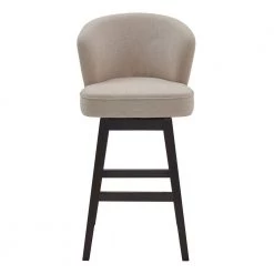 Valerie 43.5 in. H Tan Low Back Wood Extra Tall (34-40 in.) Bar Stool with Fabric Seat by HomeRoots