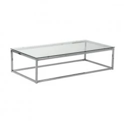 Amelia 48 in. Clear/Chrome Large Rectangle Tempered Glass Coffee Table by HomeRoots 6 Amelia 48 in. Clear/Chrome Large Rectangle Tempered Glass Coffee Table by HomeRoots -HomeRoots Sales tempered glass homeroots coffee tables 370480 c3 1000