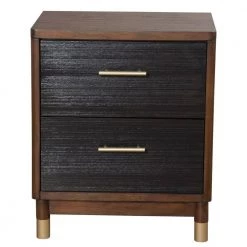 Bernadette 2-Drawer Two Tone - Dark in. Walnut and Black Finish ( 25 in. H x 21 in. W x 15 in. D ) by HomeRoots -HomeRoots Sales two tone dark walnut black finish homeroots nightstands 2000399254 31 1000