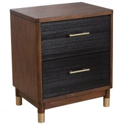 Bernadette 2-Drawer Two Tone - Dark in. Walnut and Black Finish ( 25 in. H x 21 in. W x 15 in. D ) by HomeRoots
