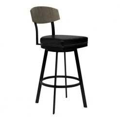 Valerie 40 in. H Vintage Black Backless Metal Extra Tall (34-40 in.) Bar Stool with Faux Leather Seat by HomeRoots