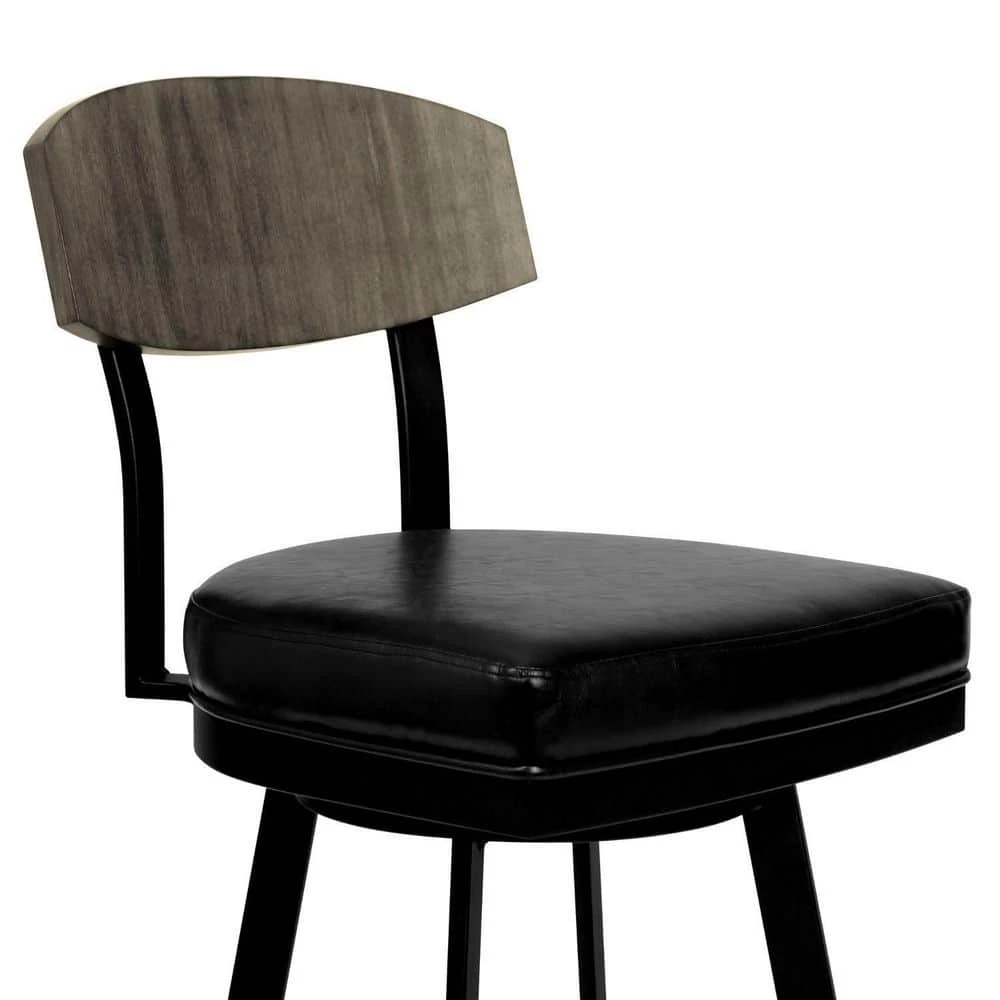 Valerie 40 in. H Vintage Black Backless Metal Extra Tall (34-40 in.) Bar Stool with Faux Leather Seat by HomeRoots 3 Valerie 40 in. H Vintage Black Backless Metal Extra Tall (34-40 in.) Bar Stool with Faux Leather Seat by HomeRoots - Image 3