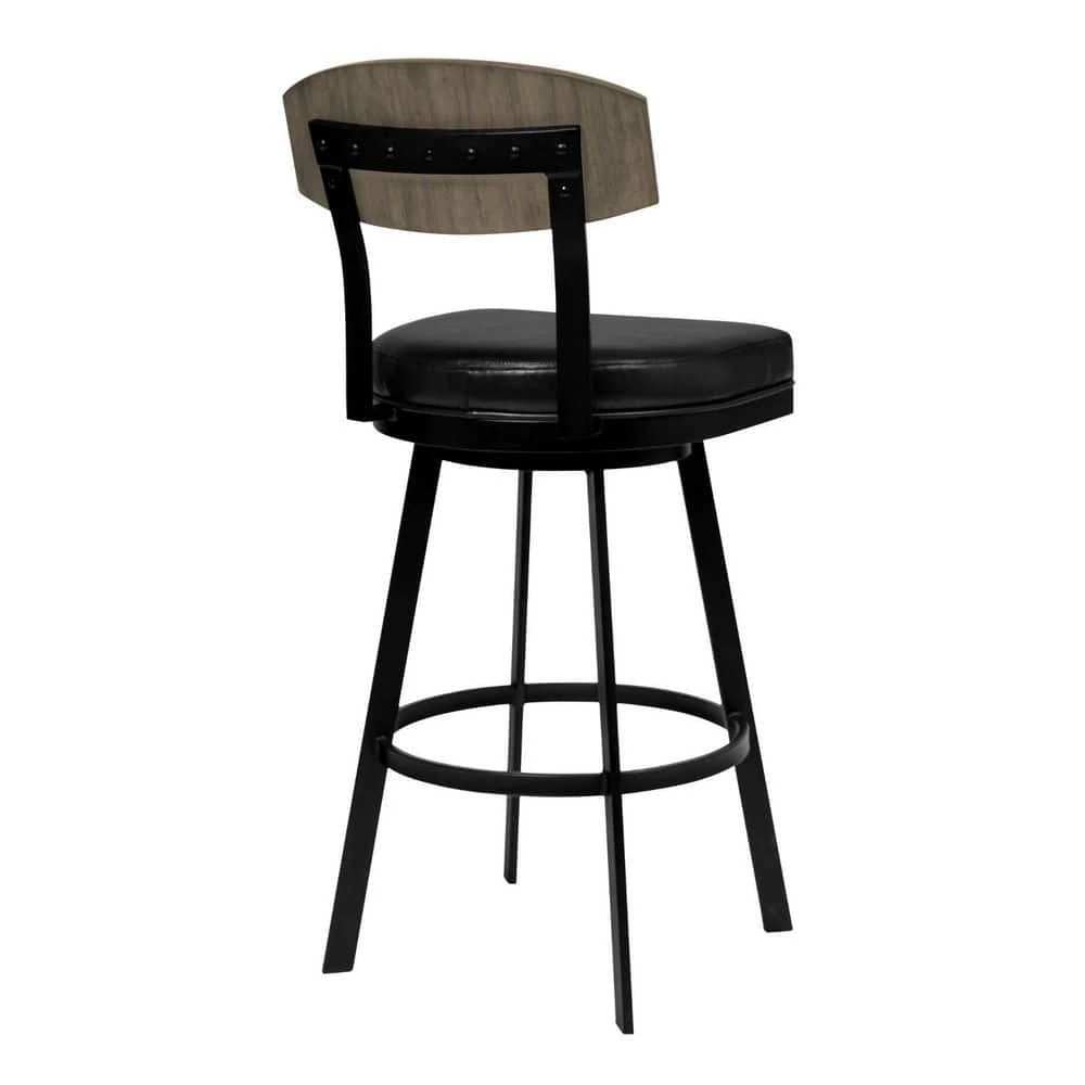 Valerie 40 in. H Vintage Black Backless Metal Extra Tall (34-40 in.) Bar Stool with Faux Leather Seat by HomeRoots 2 Valerie 40 in. H Vintage Black Backless Metal Extra Tall (34-40 in.) Bar Stool with Faux Leather Seat by HomeRoots - Image 2