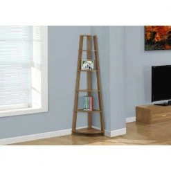 71.25 in. Jasmine Particle Board Walnut 5-Shelf Bookcase by HomeRoots -HomeRoots Sales walnut homeroots bookcases bookshelves 332854 31 1000