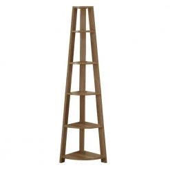 71.25 in. Jasmine Particle Board Walnut 5-Shelf Bookcase by HomeRoots -HomeRoots Sales walnut homeroots bookcases bookshelves 332854 fa 1000