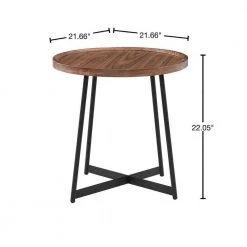 Amelia 22.05 in. Walnut Round Side Table in American Walnut and Black End Table by HomeRoots 6 Amelia 22.05 in. Walnut Round Side Table in American Walnut and Black End Table by HomeRoots -HomeRoots Sales walnut homeroots end side tables 370460 40 1000