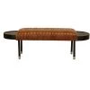 Julia Warm Brown Base Heritage Bark Brown Leather Bench Upholstered (18 x 57.7 x 19.7) by HomeRoots